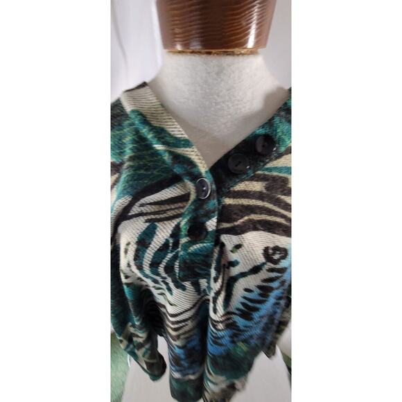 Mirror Image Womens 2X Black Green Button Neck Pockets Long Sleeve Sweater NWT - Picture 3 of 10